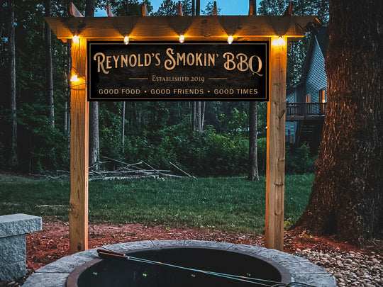 Personalized BBQ Sign | Custom Family BBQ Grill Sign | Custom Backyard Grill Sign | Patio BBQ Pit | Large Canvas Sign | Large Metal Sign