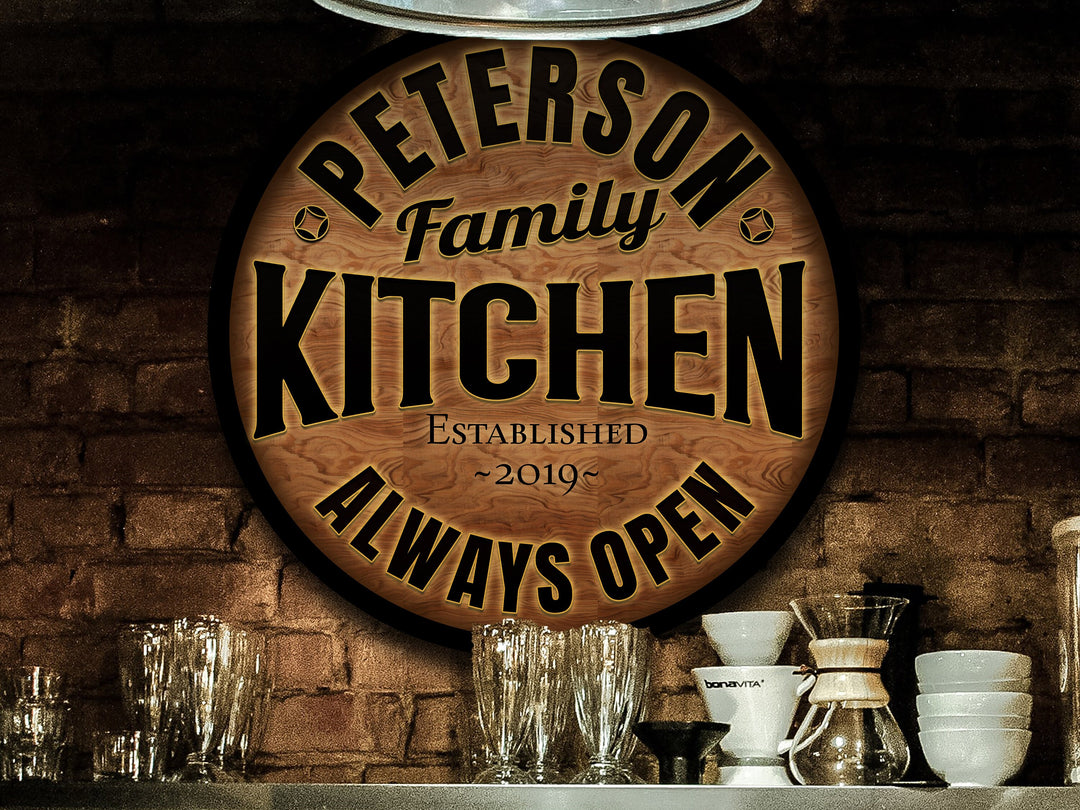 Round Metal Family Kitchen Sign | Personalized Kitchen Sign | Kitchen Decor | Custom Kitchen Sign | Customized Family Sign Gift