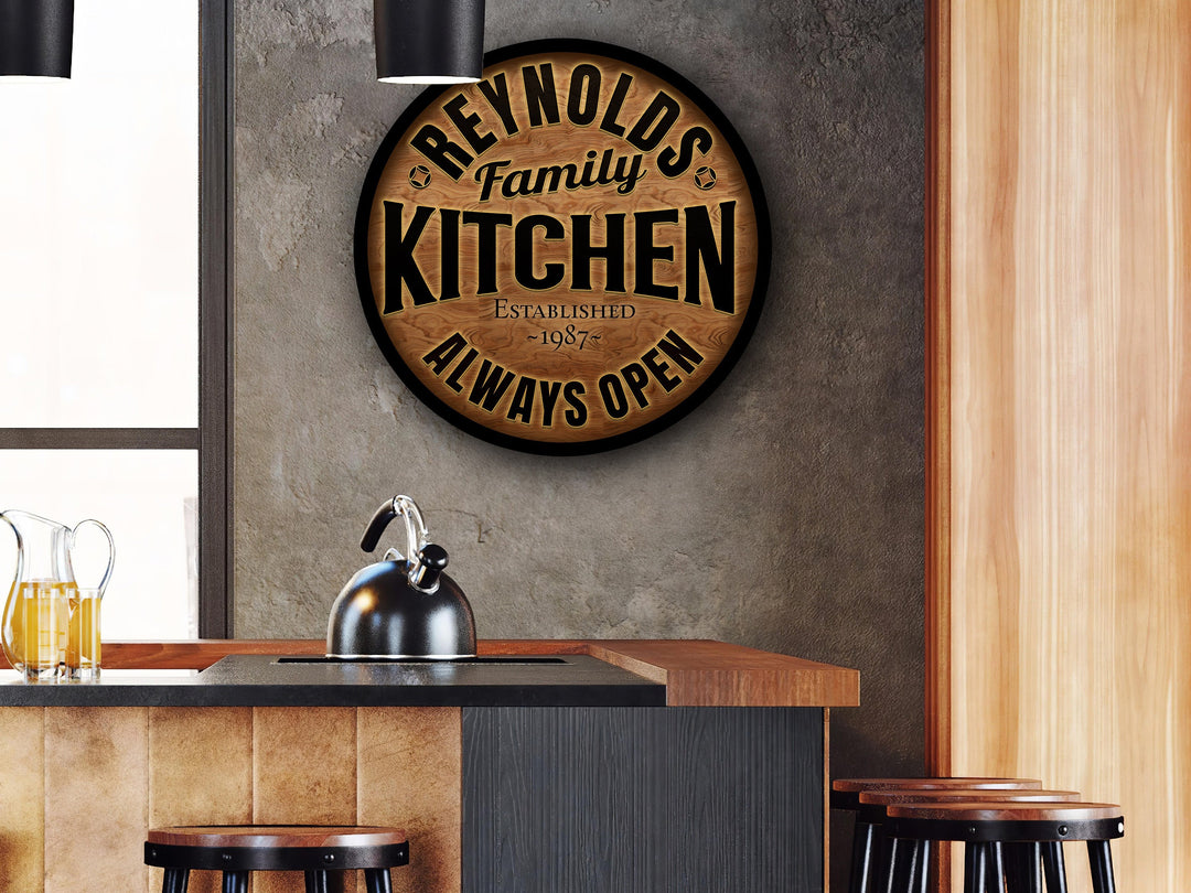 Personalized, Solid Wood, Family Kitchen Sign.