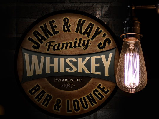Round Whiskey Bar Sign | Round Metal Signs | Bar Décor | Personalized Whiskey Sign | Custom Name Bar Sign | Customized Family Sign Gift