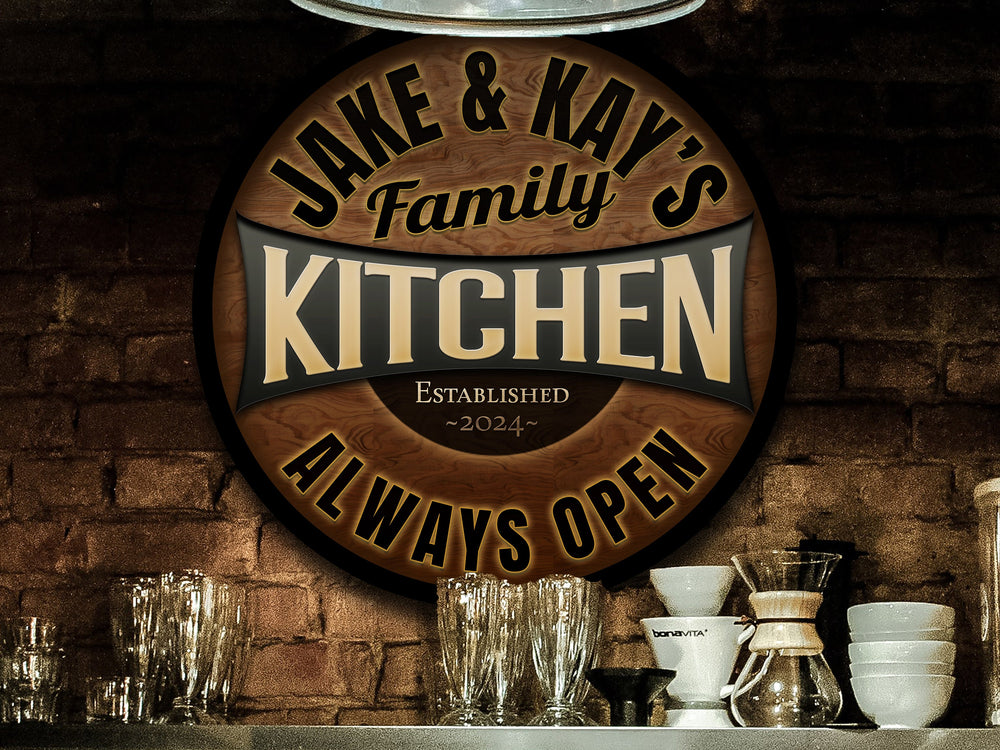 Round Metal Family Kitchen Sign | Round Wooden Kitchen Sign | Kitchen Decor | Custom Kitchen Sign | Customized Family Sign Gift
