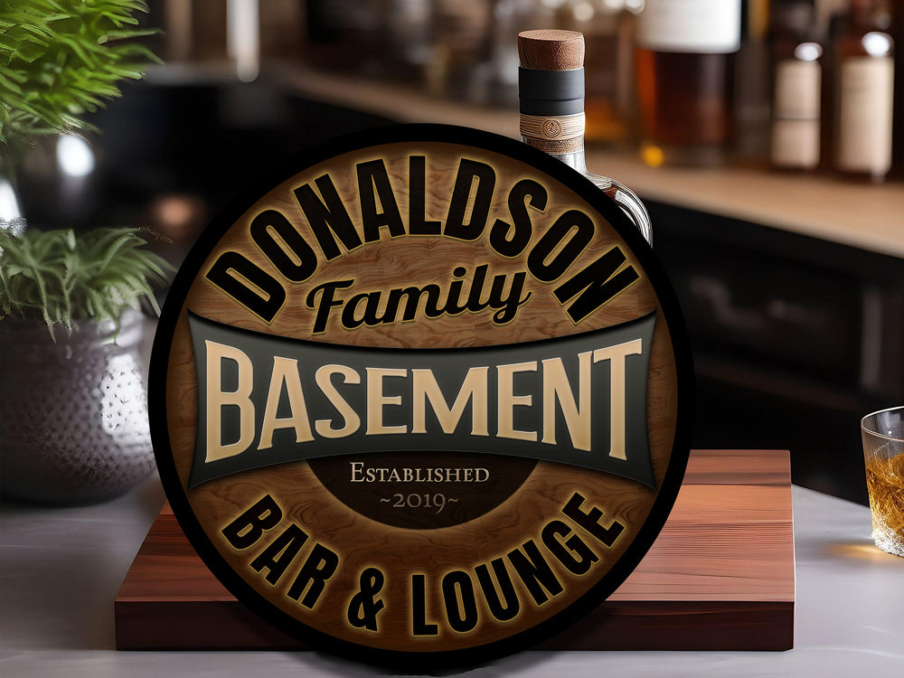 Round Metal Basement Bar Sign | Round Bar Signs | Round Bar Sign | Family Name Sign | Custom Name Bar Sign | Customized Family Sign Gift