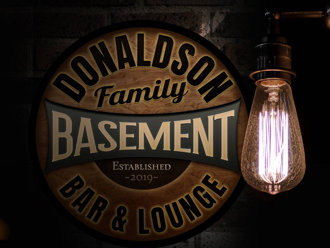 Round Metal Basement Bar Sign | Round Bar Signs | Round Bar Sign | Family Name Sign | Custom Name Bar Sign | Customized Family Sign Gift