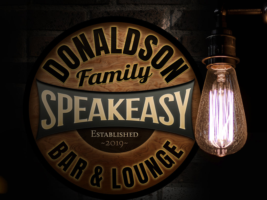 Round Metal Speakeasy Sign | Round Metal Signs | Bar Décor | Personalized Family Name Sign | Custom Name Bar Sign | Customized Family Sign