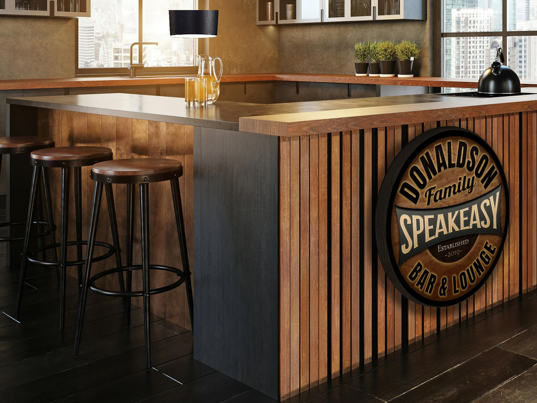Personalized Family Name Speakeasy Bar Sign.