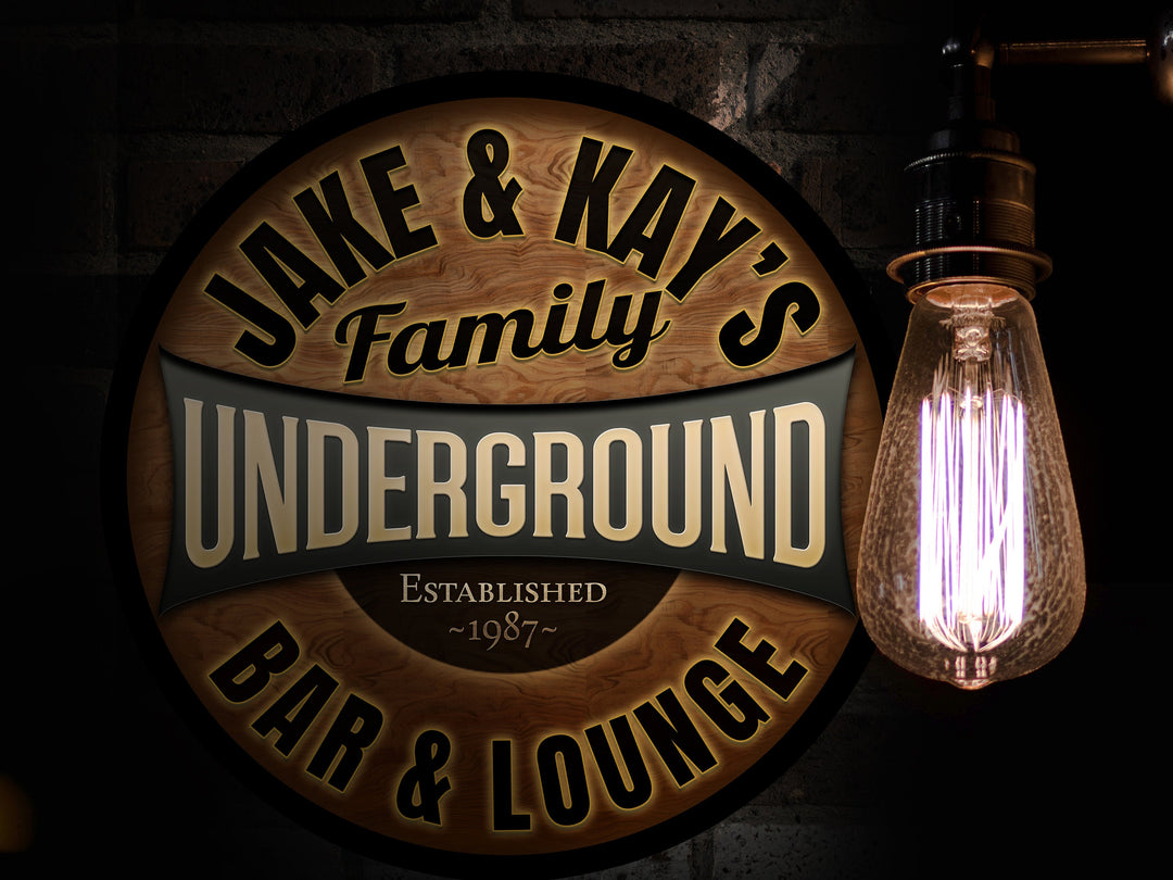 Round Metal Underground Bar Sign | Basement Bar Signs | Metal Bar Décor | Family Name Sign | Metal Bar Sign | Customized Family Sign Gift