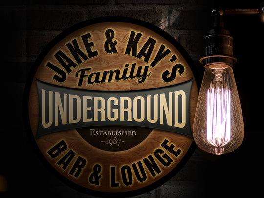 Round Metal Underground Bar Sign | Basement Bar Signs | Metal Bar Décor | Family Name Sign | Metal Bar Sign | Customized Family Sign Gift