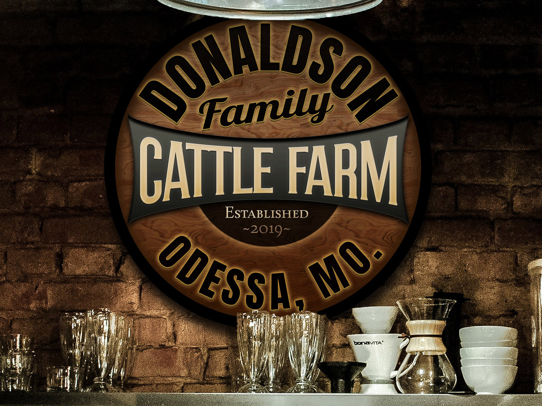 Round Metal Cattle Farm Sign | Personalized Cattle Farm Sign | Cattle Farm Decor | Custom Cattle Sign | Customized Family Sign Gift