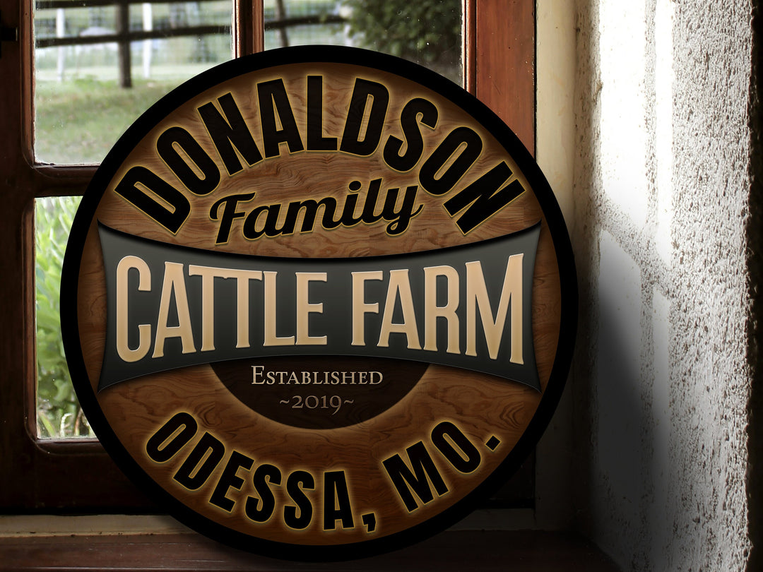 Round Metal Cattle Farm Sign | Personalized Cattle Farm Sign | Cattle Farm Decor | Custom Cattle Sign | Customized Family Sign Gift