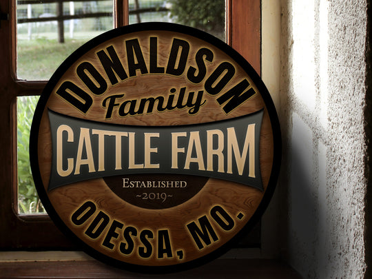 Round Metal Cattle Farm Sign | Personalized Cattle Farm Sign | Cattle Farm Decor | Custom Cattle Sign | Customized Family Sign Gift