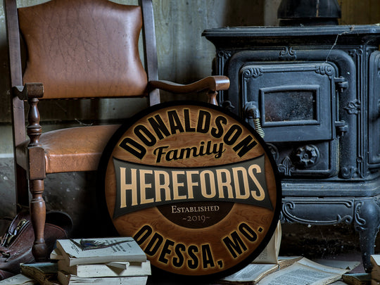 Personalized Hereford Cattle Farm Sign