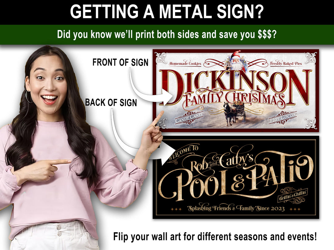 Flip'n Save Double Sided Sign Option, Two-Sided Sign Option, Front Back Print on Personalized Sign