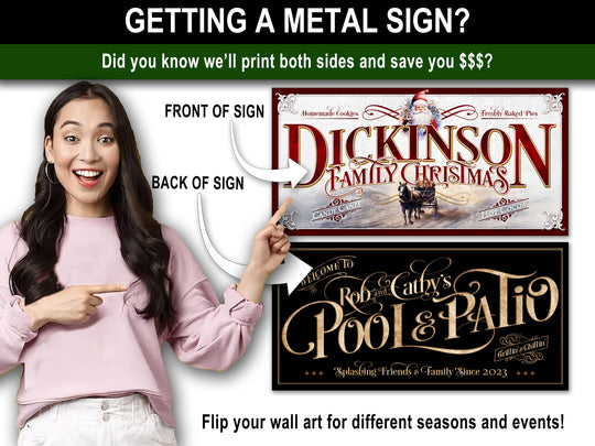 Flip'n Save Double Sided Sign Option, Two-Sided Sign Option, Front Back Print on Personalized Sign