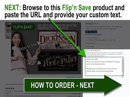 Flip'n Save Double Sided Sign Option, Two-Sided Sign Option, Front Back Print on Personalized Sign
