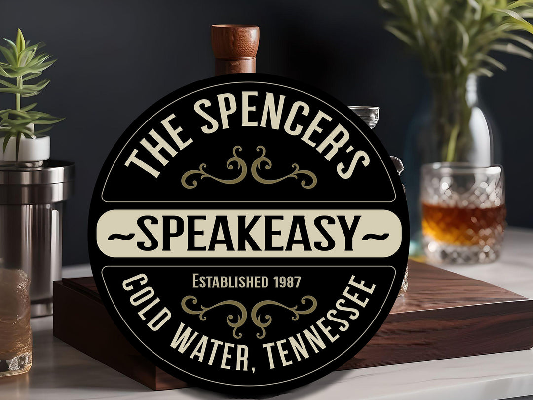 Solid Wood Speakeasy Bar Sign, Personalized Speakeasy Sign, Bar Décor, Customized Family Bar Sign