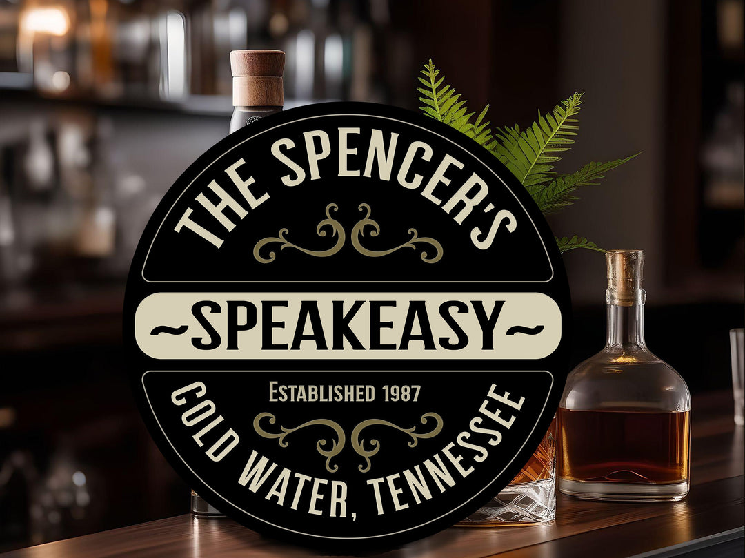 Solid Wood Speakeasy Bar Sign, Personalized Speakeasy Sign, Bar Décor, Customized Family Bar Sign