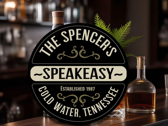 Solid Wood Speakeasy Bar Sign, Personalized Speakeasy Sign, Bar Décor, Customized Family Bar Sign