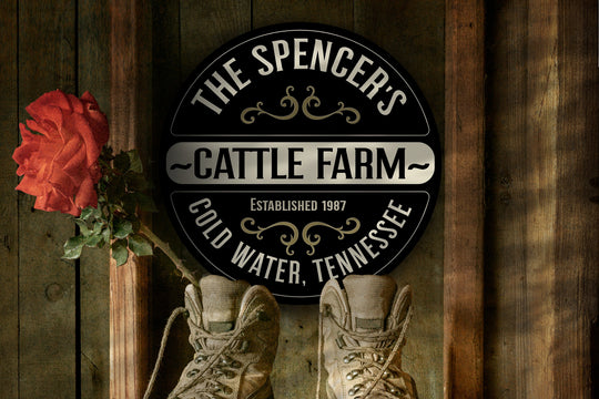 Solid Wood Cattle Farm Sign, Personalized Family Farm Sign, Farmhouse Décor, Customized Family Name Cattle Farm Sign