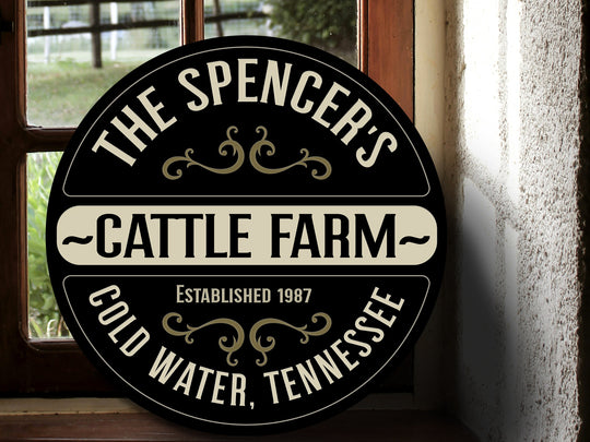 Solid Wood Cattle Farm Sign, Personalized Family Farm Sign, Farmhouse Décor, Customized Family Name Cattle Farm Sign