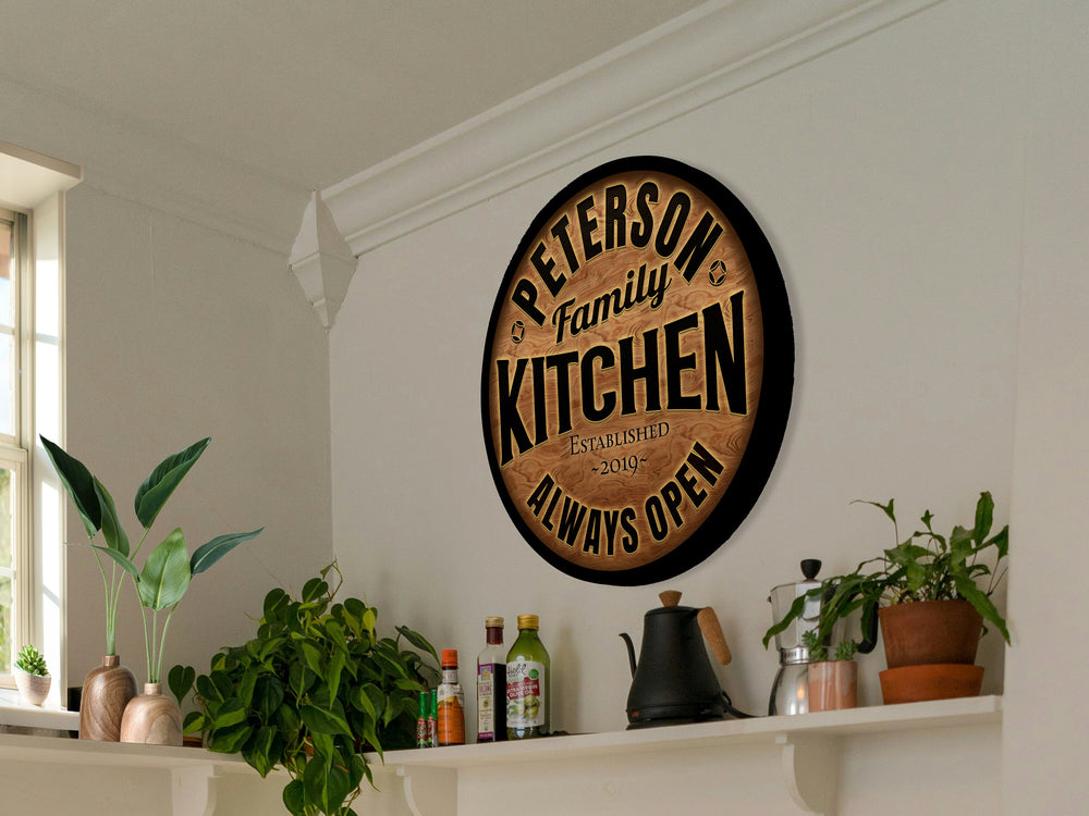 Round Metal Family Kitchen Sign | Personalized Kitchen Sign | Kitchen Decor | Custom Kitchen Sign | Customized Family Sign Gift