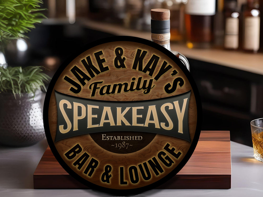 Round Metal Speakeasy Sign | Round Metal Signs | Bar Décor | Personalized Family Name Sign | Custom Name Bar Sign | Customized Family Sign