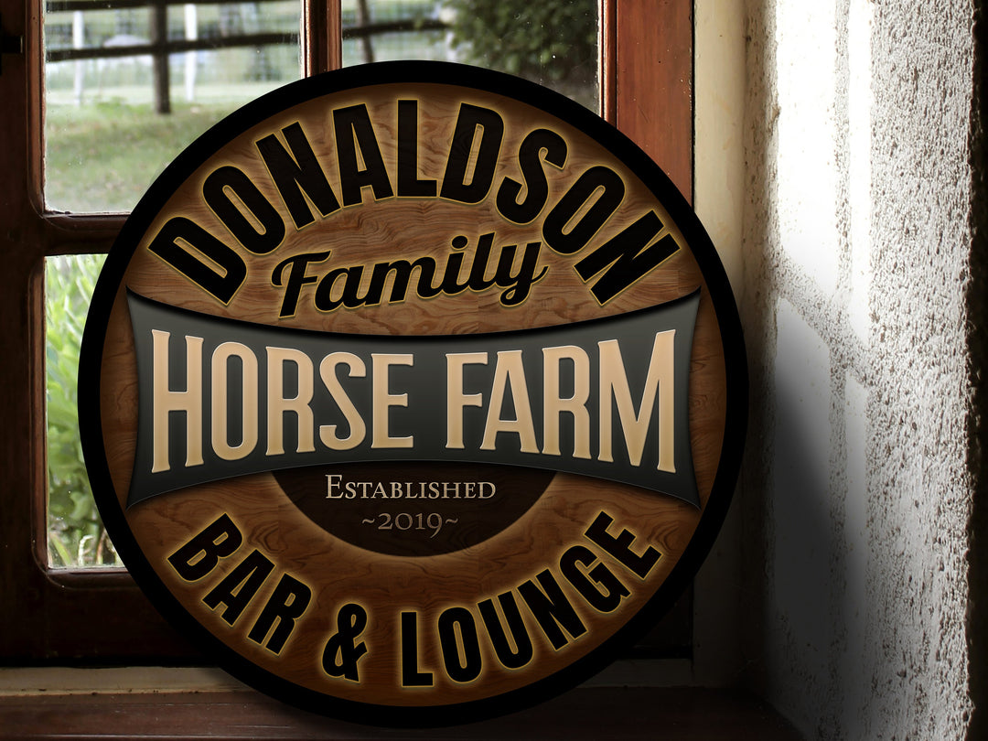 Round Metal Horse Farm Sign | Personalized Horse Farm Sign | Horse Farm Decor | Custom Horse Sign | Customized Family Sign Gift