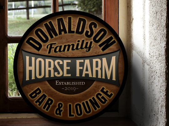 Round Metal Horse Farm Sign | Personalized Horse Farm Sign | Horse Farm Decor | Custom Horse Sign | Customized Family Sign Gift