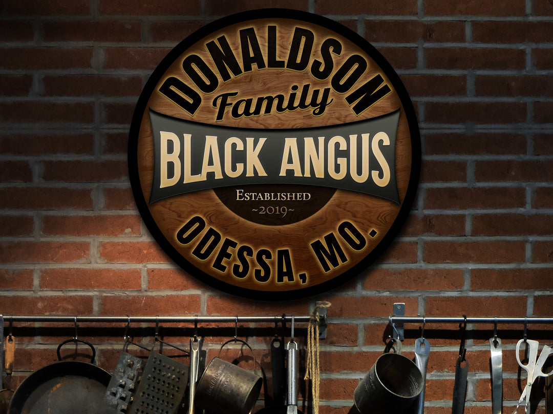 Personalized Black Angus Cattle Farm Sign