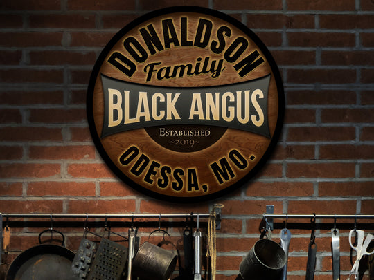 Personalized Black Angus Cattle Farm Sign