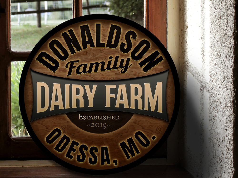 Round Metal Dairy Farm Sign | Personalized Dairy Farm Sign | Dairy Farm Decor | Custom Cattle Sign | Customized Family Sign Gift