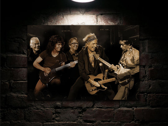Rock Legends Sign Art, Jimmy Page Painting, Eddie Van Halen Painting, Jimi Hendrix Painting, Keith Richards Painting, Eric Clapton Painting