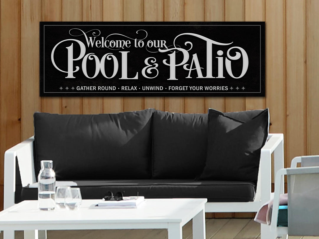 Off- White Pool & Patio Sign.  Ready to Ship!
