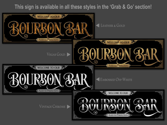 Grab'n Go Bourbon Bar Sign | Ready-Made Bourbon Bar Sign | Ready to Ship Bourbon Bar Sign | White/Gray Bourbon Bar Sign