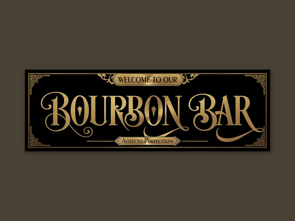 Grab'n Go Bourbon Bar Sign | Ready-Made Bourbon Bar Sign | Ready to Ship Bourbon Bar Sign | Classic Vegas Gold Bourbon Bar Sign