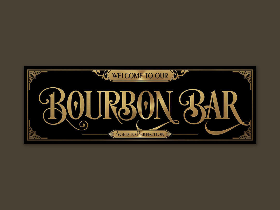Grab'n Go Bourbon Bar Sign | Ready-Made Bourbon Bar Sign | Ready to Ship Bourbon Bar Sign | Classic Vegas Gold Bourbon Bar Sign