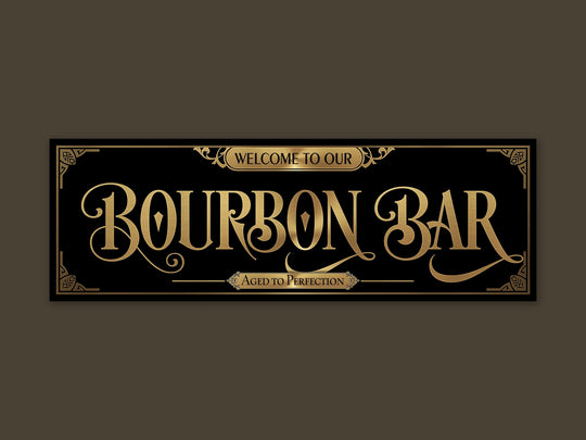 Grab'n Go Bourbon Bar Sign | Ready-Made Bourbon Bar Sign | Ready to Ship Bourbon Bar Sign | Classic Vegas Gold Bourbon Bar Sign
