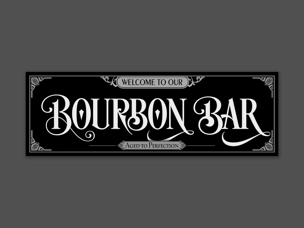Grab'n Go Bourbon Bar Sign | Ready-Made Bourbon Bar Sign | Ready to Ship Bourbon Bar Sign | White/Gray Bourbon Bar Sign