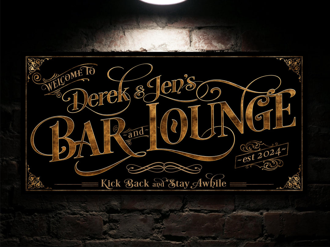 Personalized Bar & Lounge Sign - Metal or Canvas! | Custom Bar and Lounge Sign | Bar Decor Sign | Family Lounge | Customized Lounge Sign