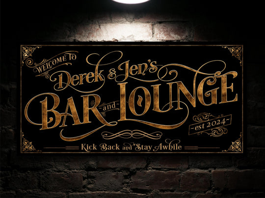 Personalized Bar & Lounge Sign - Metal or Canvas! | Custom Bar and Lounge Sign | Bar Decor Sign | Family Lounge | Customized Lounge Sign