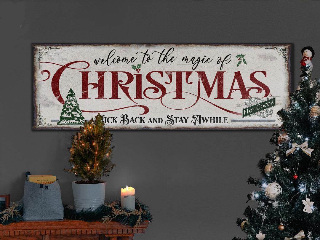 Primitive Christmas Sign | Ready to Ship Christmas Sign | Large Canvas Sign | Large Metal Sign | Magic of Christmas Sign | Grab and Go Decor