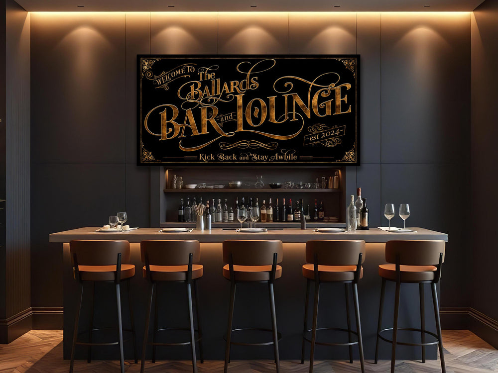 Personalized Bar & Lounge Sign - Metal or Canvas! | Custom Bar and Lounge Sign | Bar Decor Sign | Family Lounge | Customized Lounge Sign
