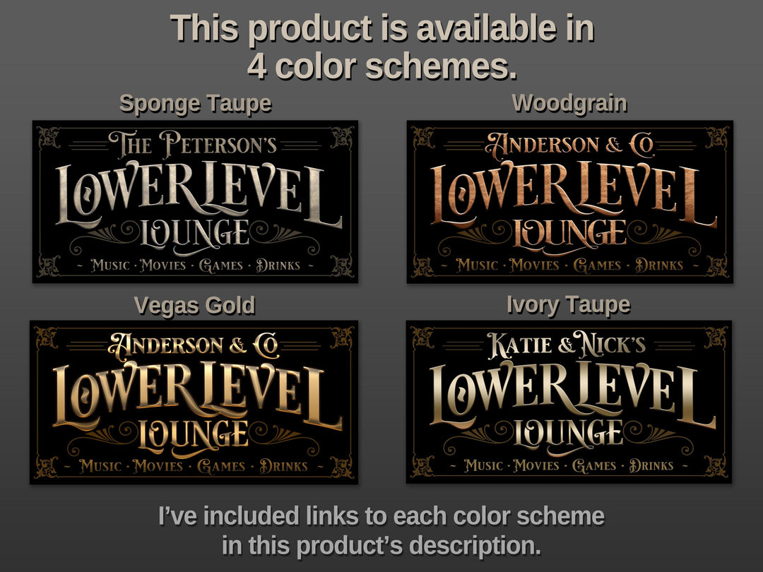 Lower Level Bar Sign, Personalized Bar Sign, Lower Level Sign, Man Cave Decor, Woodgrain Color Scheme, Available in Four Color Schemes