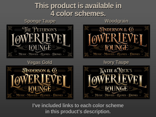 Lower Level Bar Sign, Personalized Bar Sign, Lower Level Sign, Man Cave Decor, Woodgrain Color Scheme, Available in Four Color Schemes