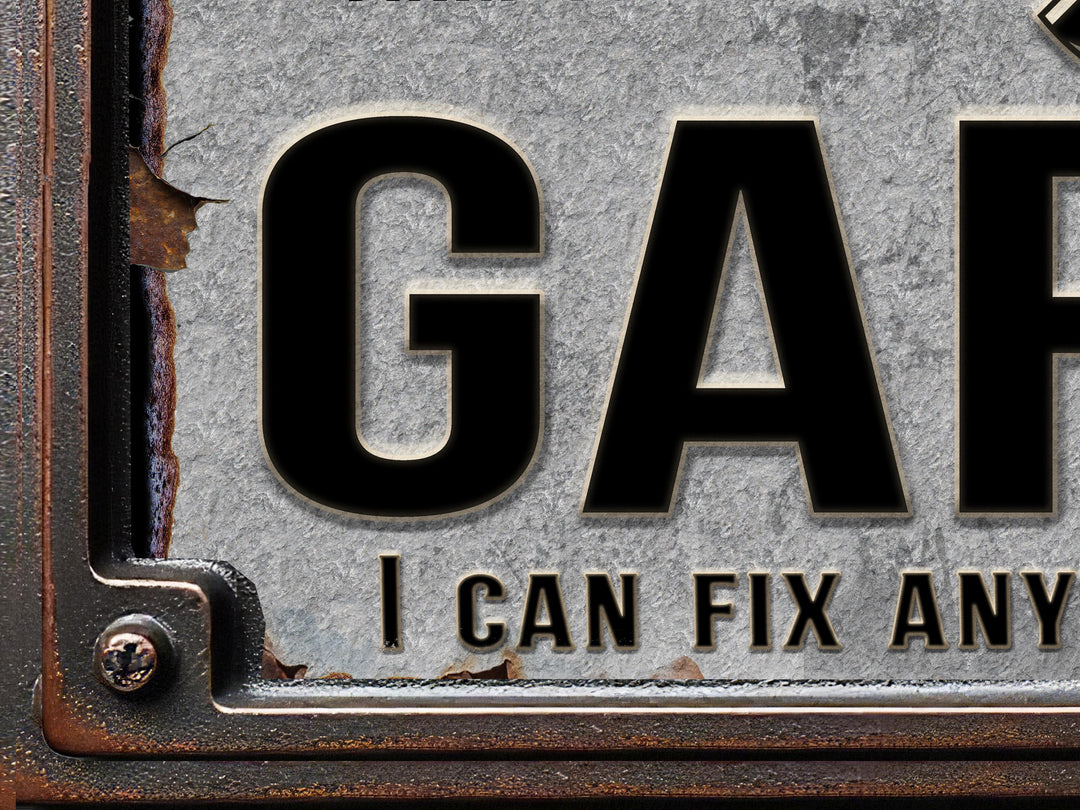 Custom Garage Sign | Personalized Workshop Sign | Can't Fix Stupid Sign | 18"x12" Rusty Metal Sign | Perfect Gift for Him