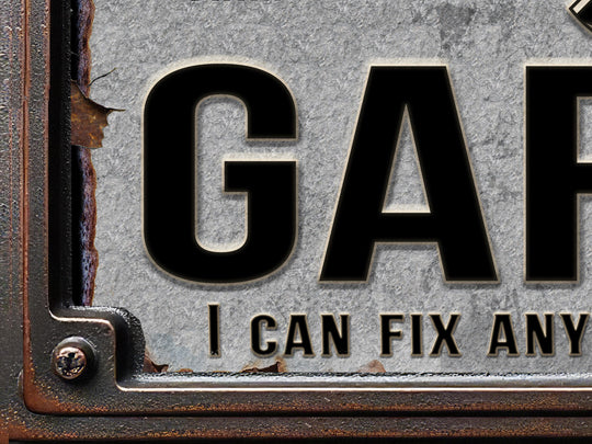Custom Garage Sign | Personalized Workshop Sign | Can't Fix Stupid Sign | 18"x12" Rusty Metal Sign | Perfect Gift for Him