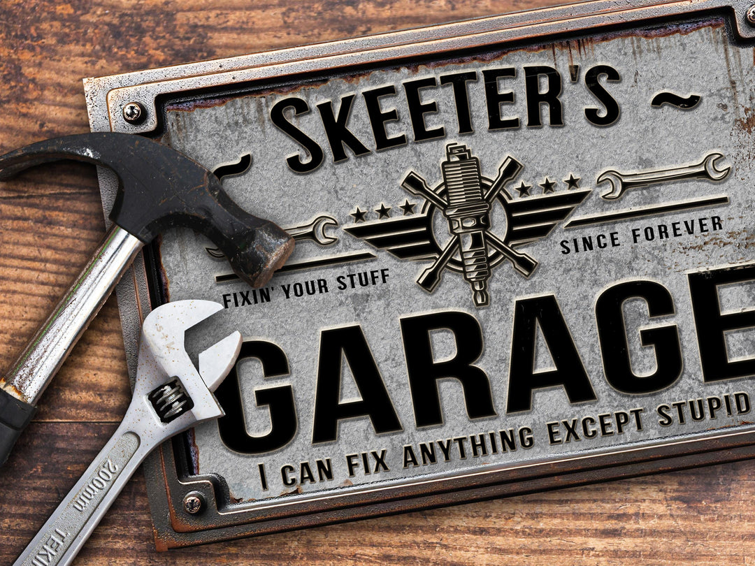 Personalized garage sign.  This  makes a great gift for grandpa, father&#39;s day gift, gift for dad, father in law gift or step dad gift.