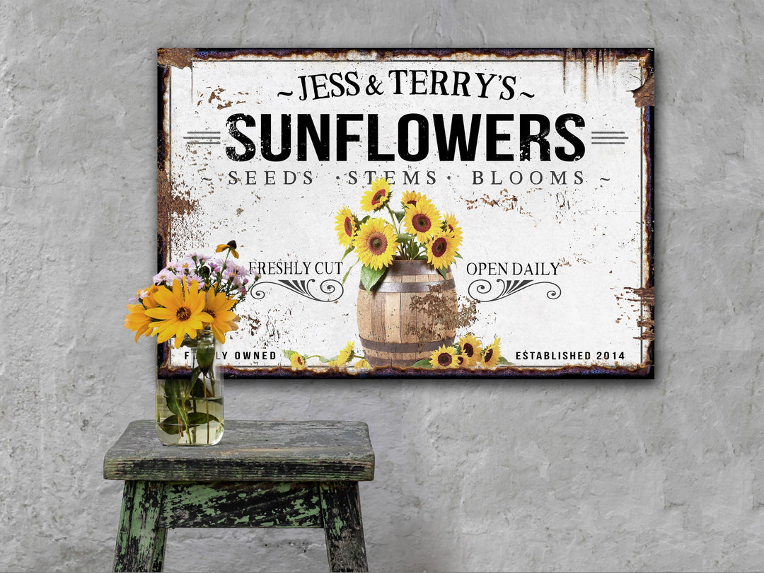 Personalized Sunflower Sign | Custom Sunflowers | Distressed Sunflower Sign | Fresh Sunflower Sign | Primitive Spring Sunflower Decor Sign