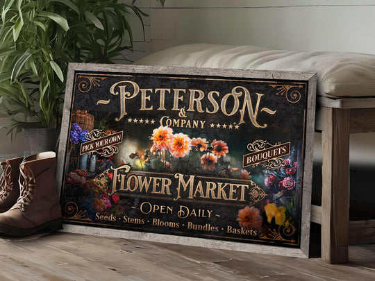 Spring Flower Market Sign | Personalized Flower Market | Spring Sign | Vintage Flowers | Flower Wall Art | Metal Print