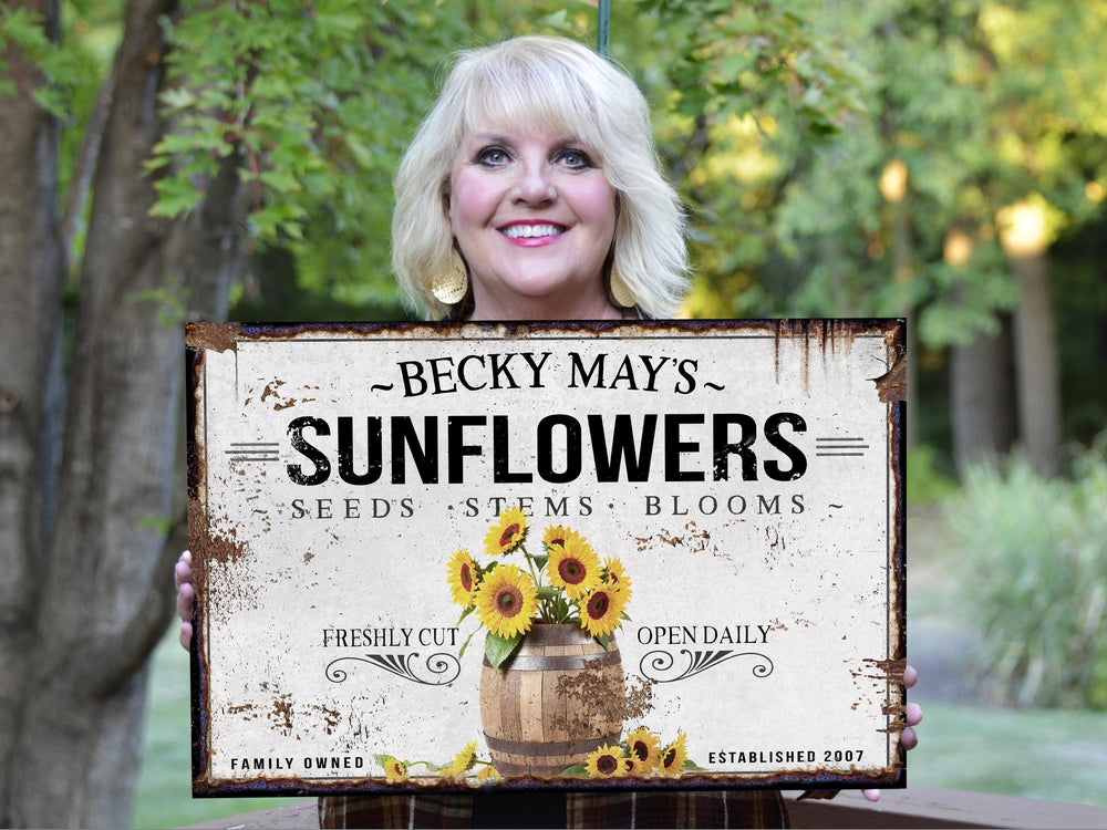 Personalized Sunflower Sign | Custom Sunflowers | Distressed Sunflower Sign | Fresh Sunflower Sign | Primitive Spring Sunflower Decor Sign