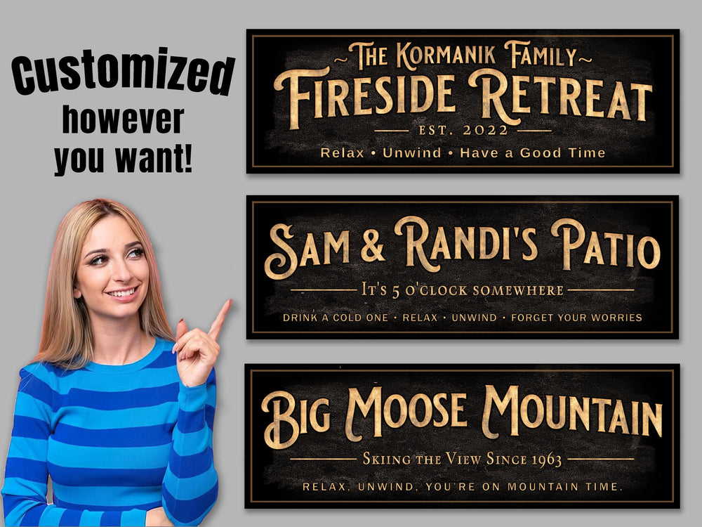Personalized Fire Pit Sign | Custom Family Fire Pit Sign | Custom Fireside Sign | Patio Fire Pit | Large Canvas Sign | Large Metal Sign